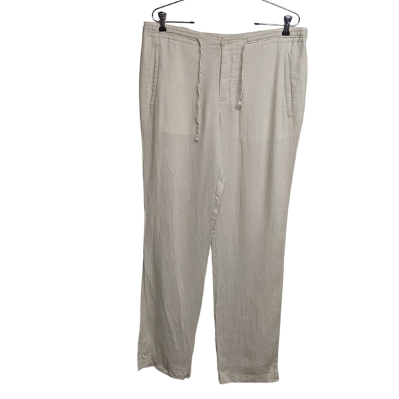 Zara Pants Zara Man Linenflax Loose Button Fly Drawstrings Waist